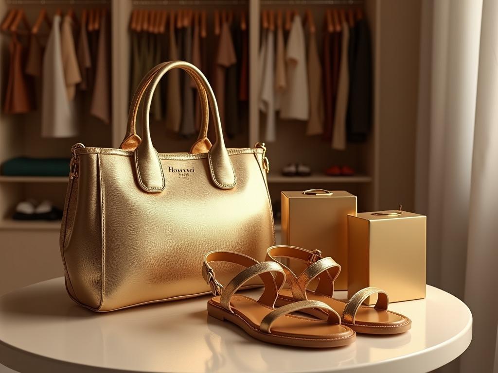 Red brown handbag and slipper